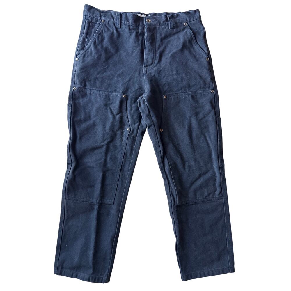 P&Co Garage Double Knee Carpenter Pants Mens 34x30 Black Cotton Canvas Workwear